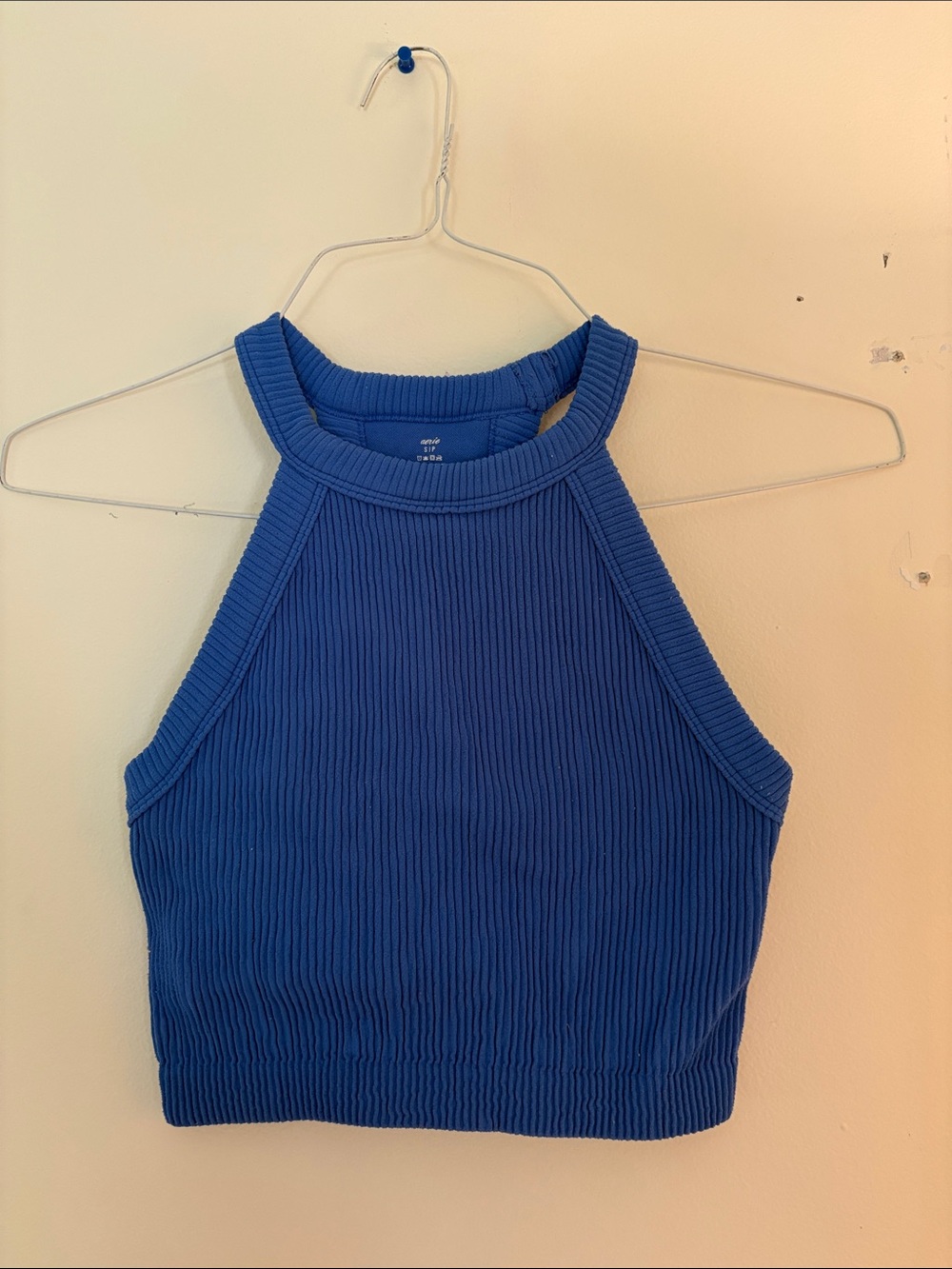 Blue Ribbed Halter Top aerie